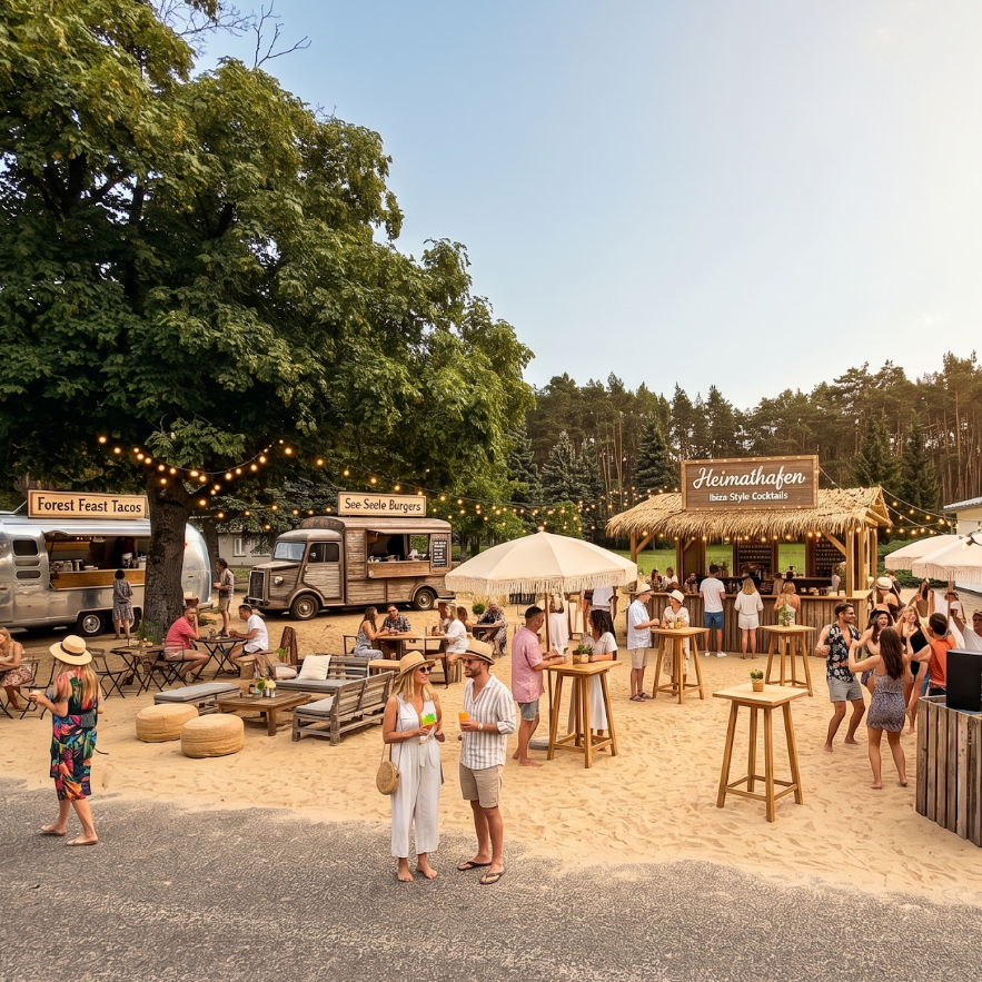 Foodstände und Streetfood auf dem Festivalgelände