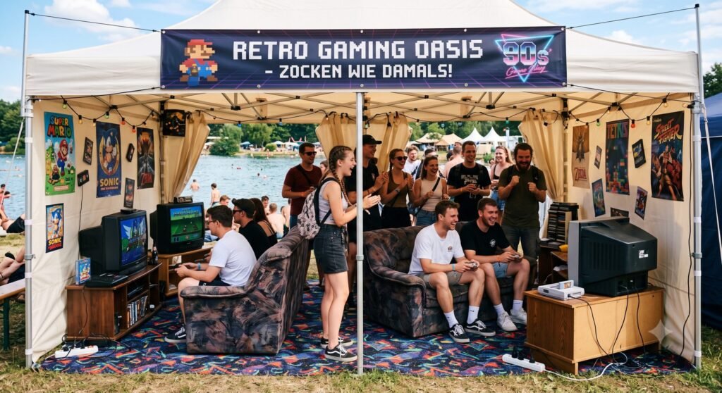 Retro Gaming Oase – Spielstationen auf dem Festivalgelände