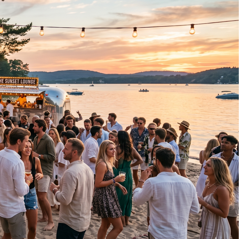 Sonnenuntergang über dem Bernsteinsee beim Open-Air